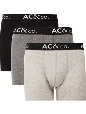 AC&Co / Altınyıldız Classics Erkek Siyah-Yeşil Desenli Pamuklu Esnek 3'lü Boxer Paketi