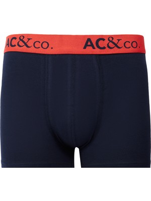 AC&Co / Altınyıldız Classics Erkek Lacivert-Kiremit Pamuklu Esnek Desenli 3'lü Boxer Paketi