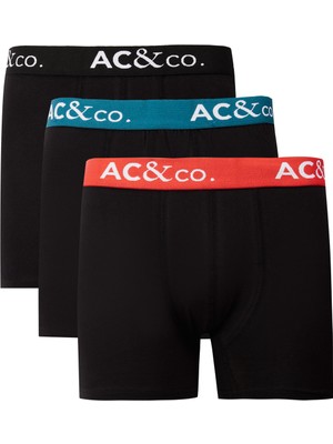 AC&Co / Altınyıldız Classics Erkek Siyah Pamuklu Esnek 3'lü Boxer Paketi