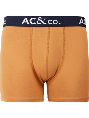 AC&Co / Altınyıldız Classics Erkek Lacivert-Kahverengi Pamuklu Esnek Desenli 3'lü Boxer Paketi