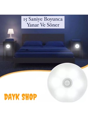 Dayk Shop Hareket Sensörlü USB Şarj Edilebilir LED Işık Lamba Dolap Içi Ev Lamba 2ADET-BEYAZRENKSENSÖRLÜ