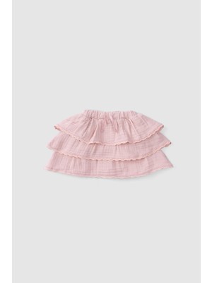 Little Gusto Organik Pamuk Pileli Bebek Eteği Bloomerlı Pembe 100% Doğal Kumaş ile Rahat