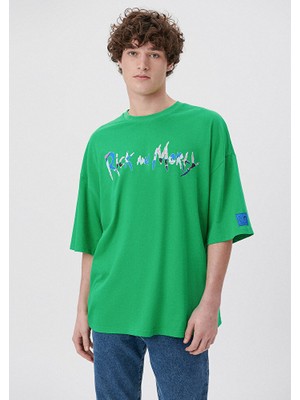 Mavi Erkek Rick and Morty Baskılı Yeşil Tişört 0611362-71754