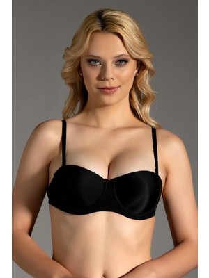 Cotonhause Kadın Straplez Destekli Balenli Siyah Sütyen C3T3N8O315