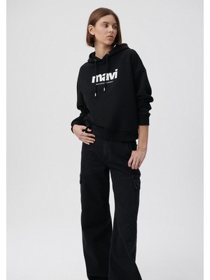 Mavi Kadın Mavi Logo Baskılı Siyah Sweatshirt 168334-900