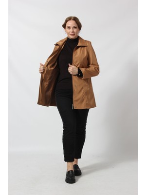 Moda Berray Kapüşonlu Kadın Trençkot Su Geçirmez Kışlık Bondit Ceket Kahverengi