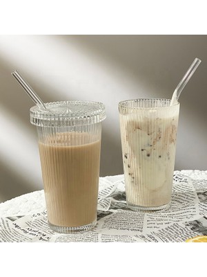 3Kardeşler Home Mika Kapaklı Pipetli Origami Stil Bardak 2 Adet 600 ml