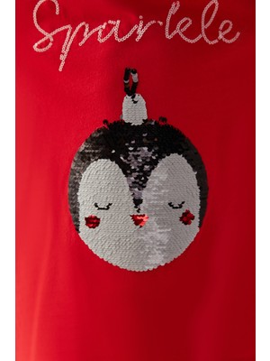 Penti Kız Çocuk Payetli Kırmızı Pijama Takımı