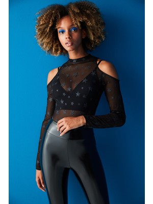Penti Siyah Balensiz Parlak Yıldızlı Bodysuit