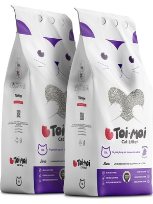 Toi Moi 2’li Avantajlı Paket - Lavanta Kokulu Sodyum Bentonit Kedi Kumu 2x10 Kg