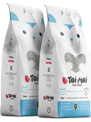 Toi Moi 2’li Avantajlı Paket - Marsilya Sabunu Kokulu Sodyum Bentonit Kedi Kumu 2x10Kg