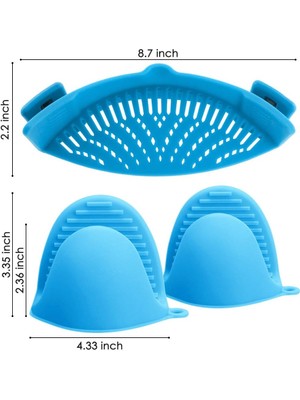 Breeze Silikon Geçmeli Süzgeç, Kevgir ve Süzgeç Için Isıya Dayanıklı Damlama Filtresi Kaselere, Tencerelere ve Tavalara Klipsler, 2 Silikon Eldiven Ile, (Yurt Dışından)