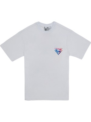 Kadın Vegan Beyaz T-Shirt - Warner Bros My Hero Since Forever Superman Tasarım