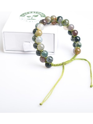 Safnaturel Hint Akik  8mm Çift Sıra Makrome Doğal Taş Bileklik