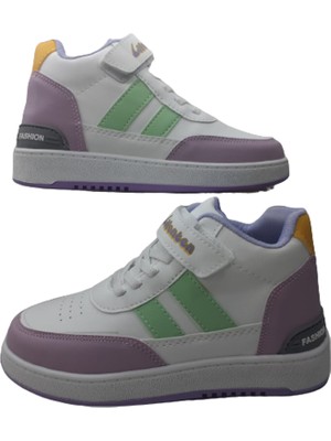 Lafonten Kız Çocuk Beyaz-Lila Ortopedik Taban Günlük Bot Ayakkabı LAFNTEN265-1