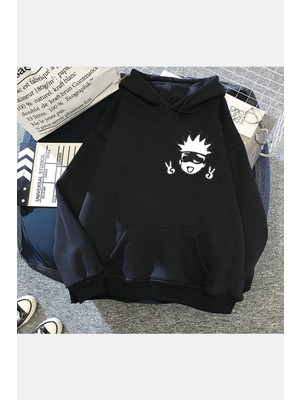 Populus Gojo Icon Siyah Kapşonlu Sweatshirt