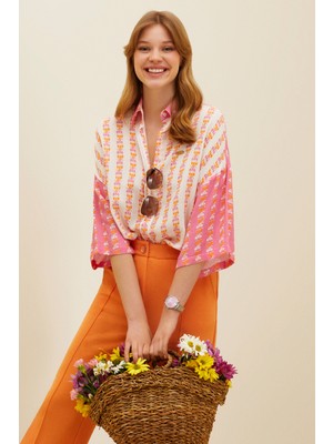 U.S. Polo Assn. Kadın Pembe Gömlek Desenli 50264128-VR041