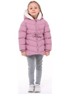 Benitto Kids Kız Bebek Şişme Mont Mor 51285 Uzun Kol Düz Desenli Özellikli