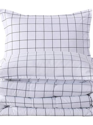 Mulberry Plaid Nevresim Takımı Çift Kişilik 200X220 - Beyaz