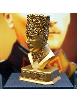 Le Atölye Mustafa Kemal Atatürk Mini Boy Büst Altın Eskitme