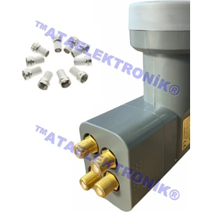 Ata Elektronik Unıversal 4'lü 4 Çıkışlı Lnb 3D 4K Full Hd Lenebe Elenbi +  10 Adet Jak