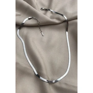 İtalyan Zincir Gümüş, Çelik İtalyan Zinciri Kolye, Unisex Yassı İtalyan Zincir Kolye
