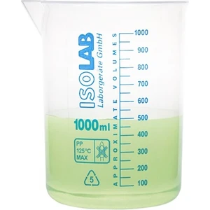 ISOLAB Beher - P.P - Kısa Form - Mavi Skala - 500 ml / 120 °C Sıcaklık Dayanımı