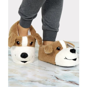 Unisex Köpekli Ayağı Sıcak Tutan Kışlık Pofuduk Panduf