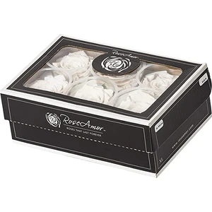 Rose Amor Whi-04 Beyaz Şoklanmış Solmaz Gül Xl 1 Kutu (6 Adet Gül)