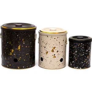 ERB29U4 Patates-Soğan-Sarımsak Saklama Kabı 3 Lü Set, Terrazzo