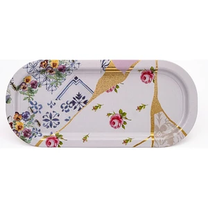 EE168-U5 Kint Sugi Desenli Oval Tepsi 16X35 cm