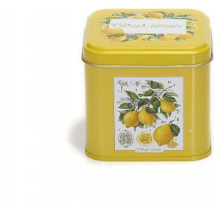 Limon Desenli Kare Çok Amaçlı Metal Erzak Saklama Kabı 0.7 lt - Sarı