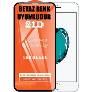 Apple iPhone 8 Plus Ekran Koruyucu 21D Tam Kaplayan Kavisli Apple iPhone 8 Plus-Beyaz