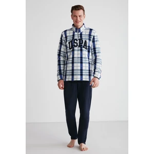 U.S. Polo Assn. 18754 Erkek Lacivert Polarlı Uzun Kollu Pijama Takımı