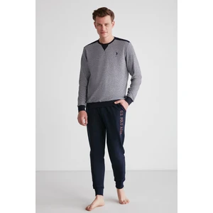 U.S. Polo Assn. 18720 Erkek Lacivert Yuvarlak Yaka Uzun Kollu Pijama Takımı