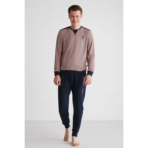 U.S. Polo Assn. 18720 Erkek Bordo Yuvarlak Yaka Uzun Kollu Pijama Takımı