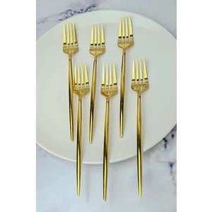 Bre Home 6 Adet Paslanmaz Çelik Gold Titanyum Kaplama Yemek Çatalı