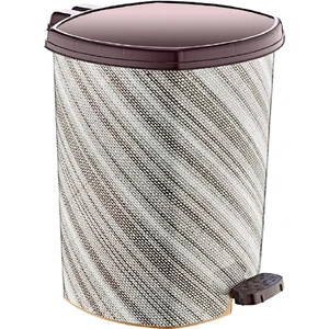 Plastik Kahverengi Gri Keten Desenli Pedallı Çöp Kovası 20 Lt.