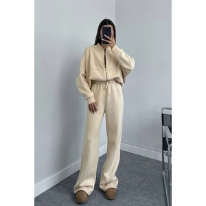 Neşeli Butik Kadın Penye 3 Iplik Şardonlu Kumaş GTS022 - Bej