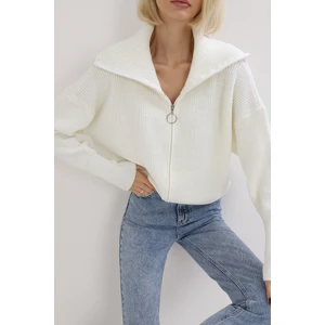 Kadın Fermuarlı Triko Hırka