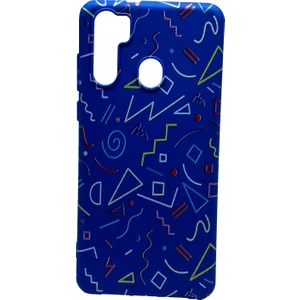 P13 Blue Max Kılıf Mavi Özel Geometrik Desenli Kapak Tam Koruma