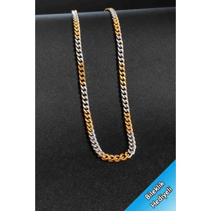 Trend Collection Erkek Gümüş-Gold Arpa Model Paslanmaz Çelik Zincir Kolye