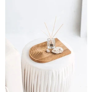 Atölyesi Ahşap Ahşap Oymalı Yarım Gökkuşağı Büyük Boy Dekoratif Sunum Tepsisi Takı Tepsisi Banyo Tepsisi Boho Tarz