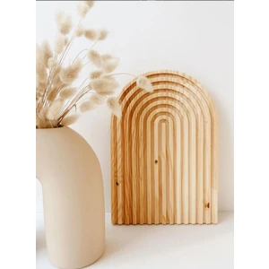 Atölyesi Ahşap Ahşap Oymalı Yarım Gökkuşağı Dekoratif Tepsi Sunum Tepsisi Sunumluk 1 Adet