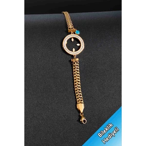 Trend Collection Kadın Gold Zincir Model Çeyrek Takılabilen Kararmaz Çelik Bileklik