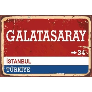 Galatasaray Sokak Tabelası Ahşap Poster