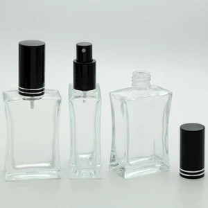 Parfüm Şişesi 50 ml (10 Adet) Siyah Kapak Metal Valf Içbükey Boş Şişe