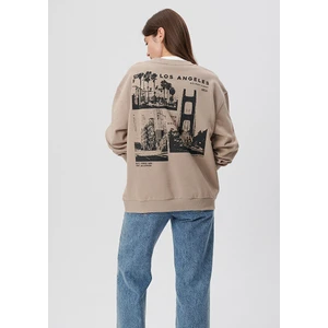 Kadın Bisiklet Yaka Bej Sweatshirt 1S10019-70364