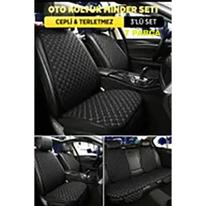 Naz Oto  Nazoto Araba Terletmez Ergonomik Koltuk Minderi (7 Parça) - 5 Koltuk Tam Set Siyah Beyaz 