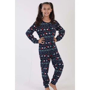 Pamuklu Kız Çocuk Tamamı Düğmeli Uzun Kol Tulum